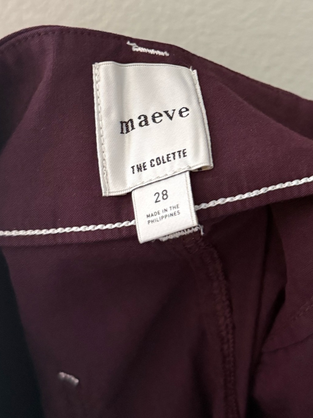 Anthropologie Maeve The Colette Crop Wide Leg Pant 28 Burgundy Wine Minimalist - Picture 12 of 12